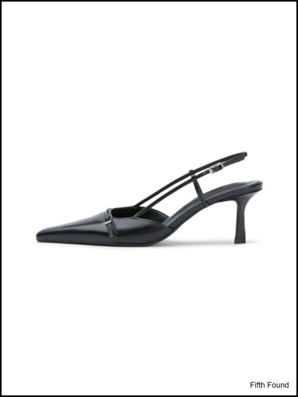 Womens Slingback Kitten Heels Faux Leather Pointed Toe Bow Pumps